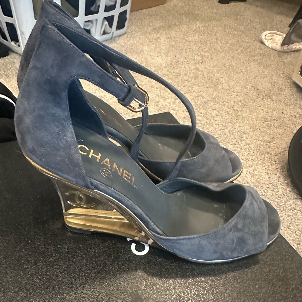 Chanel logo wedges